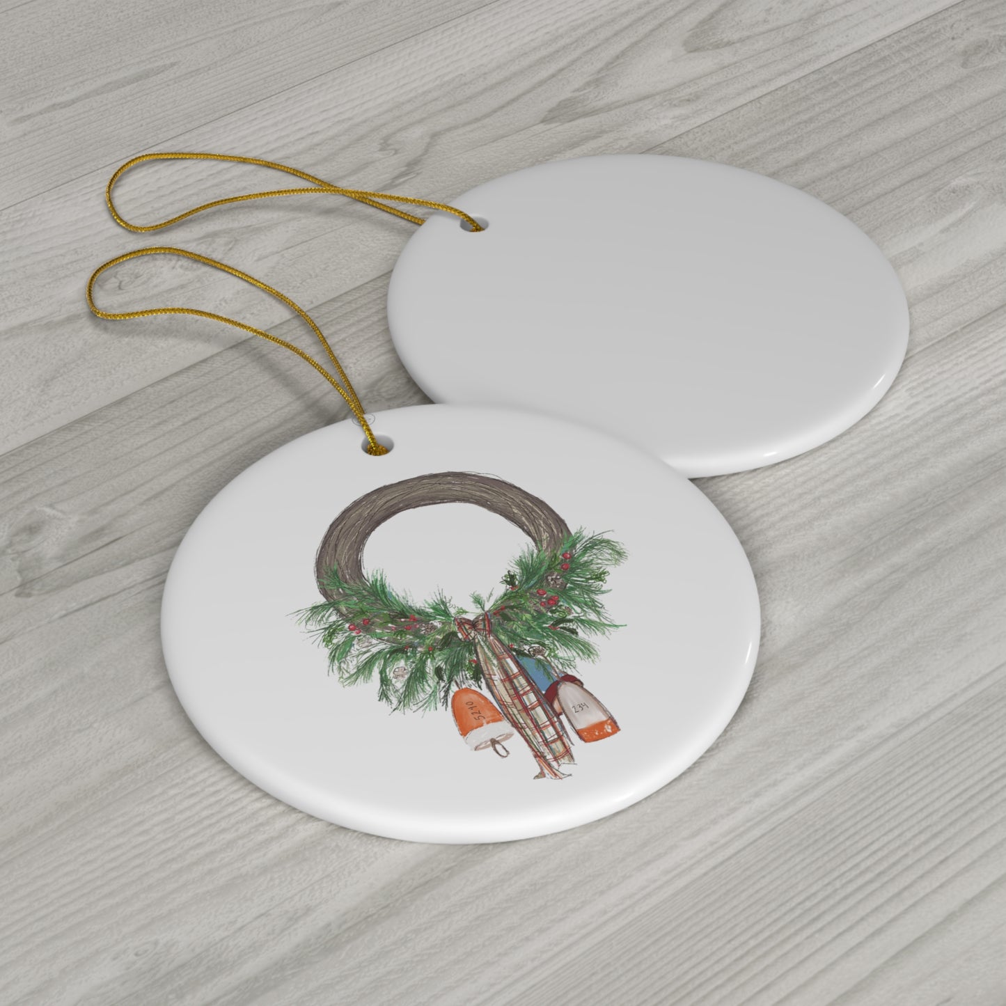 Christmas Buoy Ceramic Ornament, 4 Shapes