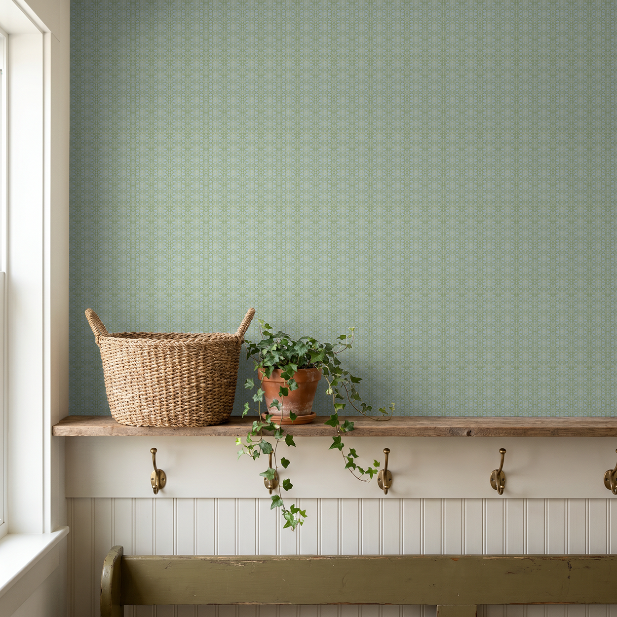 Cane in Green with Blue Background Wallpaper