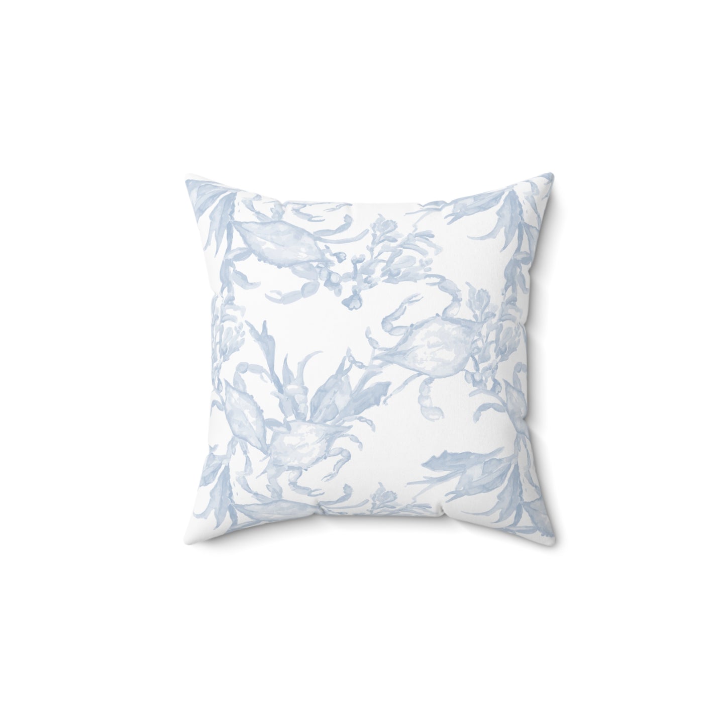 A Coastal Blue Crab Spun Polyester Square Pillow