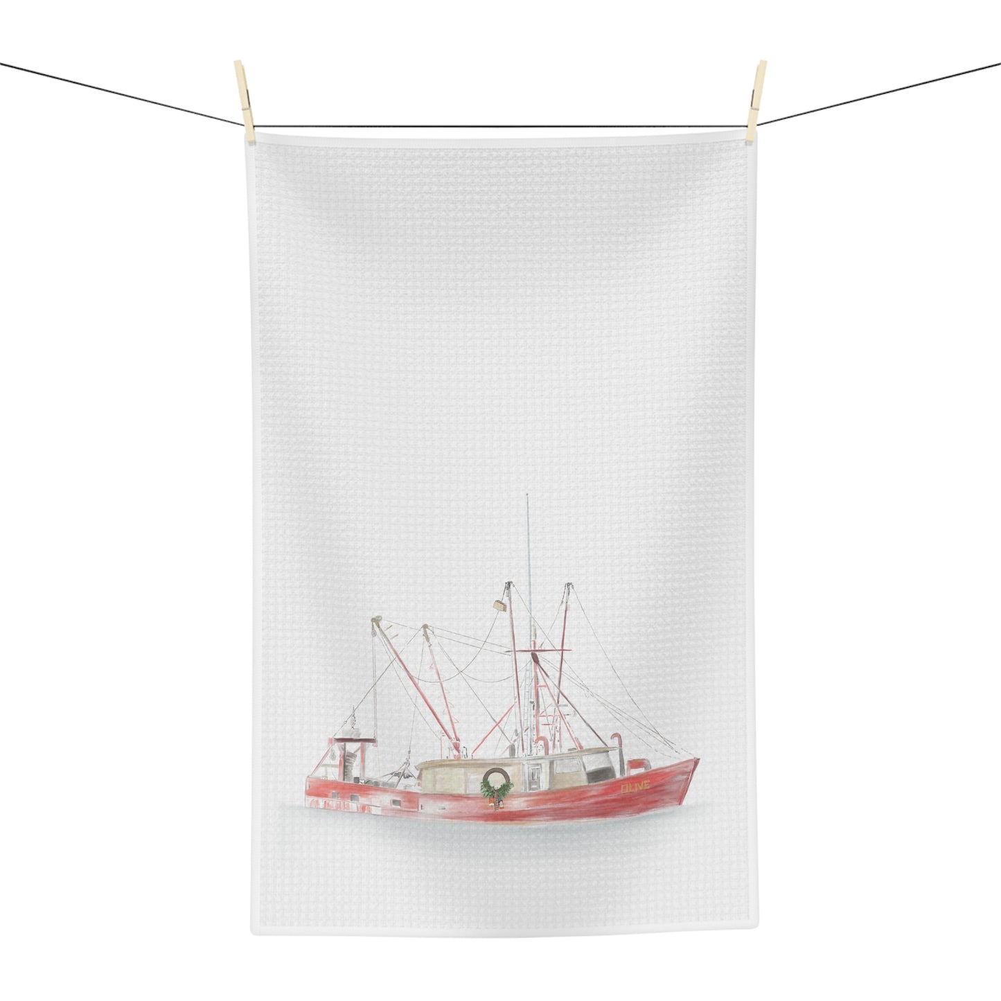Fishing Boat Christmas Soft Tea Towel