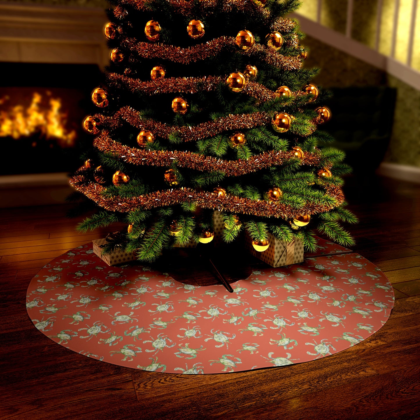 Red Crabbies Round Tree Skirt
