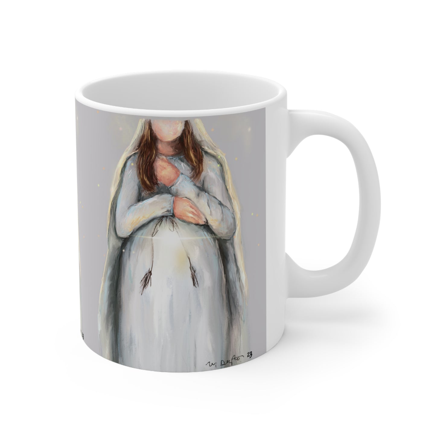 Threshold of Hop Mary Christmas Ceramic Mug 11oz- grey/white
