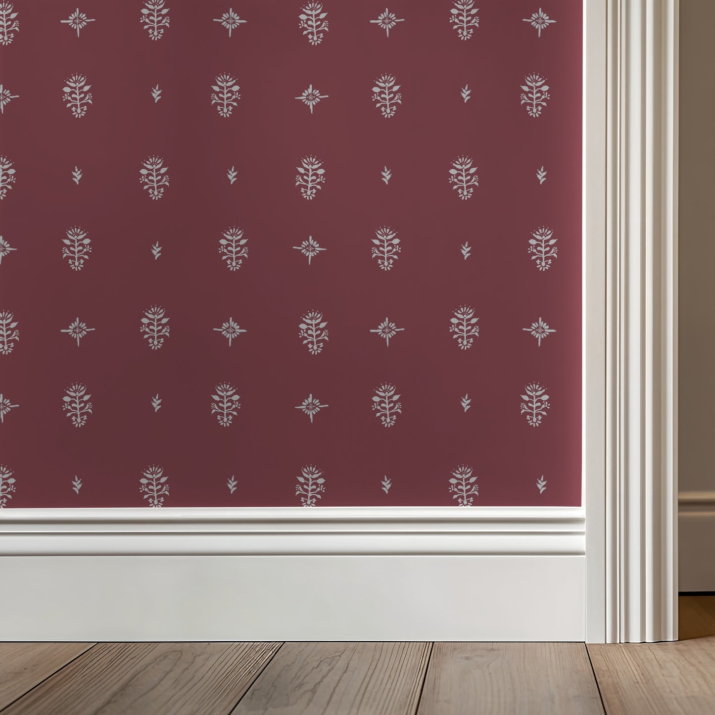 Wallpaper with a subtle pattern on a red background