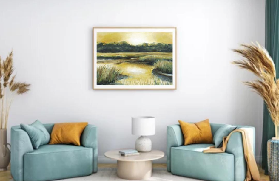 Marsh Art Print Golden Hour- Unframed