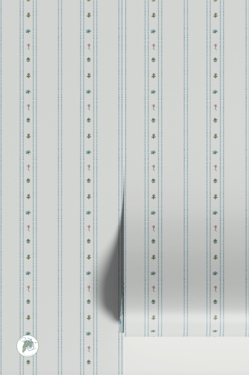 Dainty Garden Stripe Wallpaper Stone