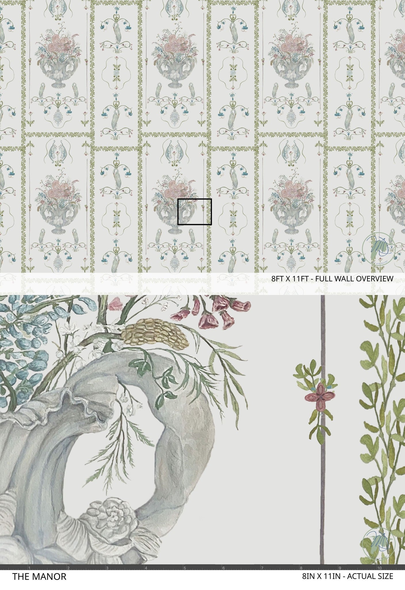 Elegant floral wallpaper with pastel motifs and intricate details, ideal for serene decor.