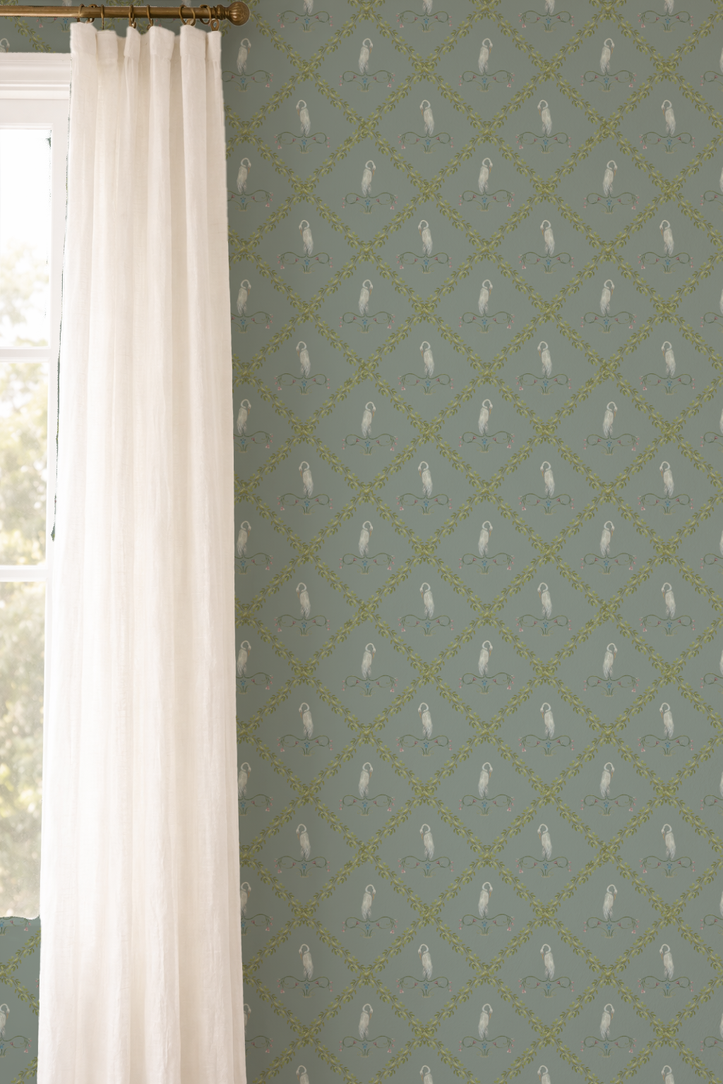 Manor Trellis Craenleigh Wallpaper Castle Gray