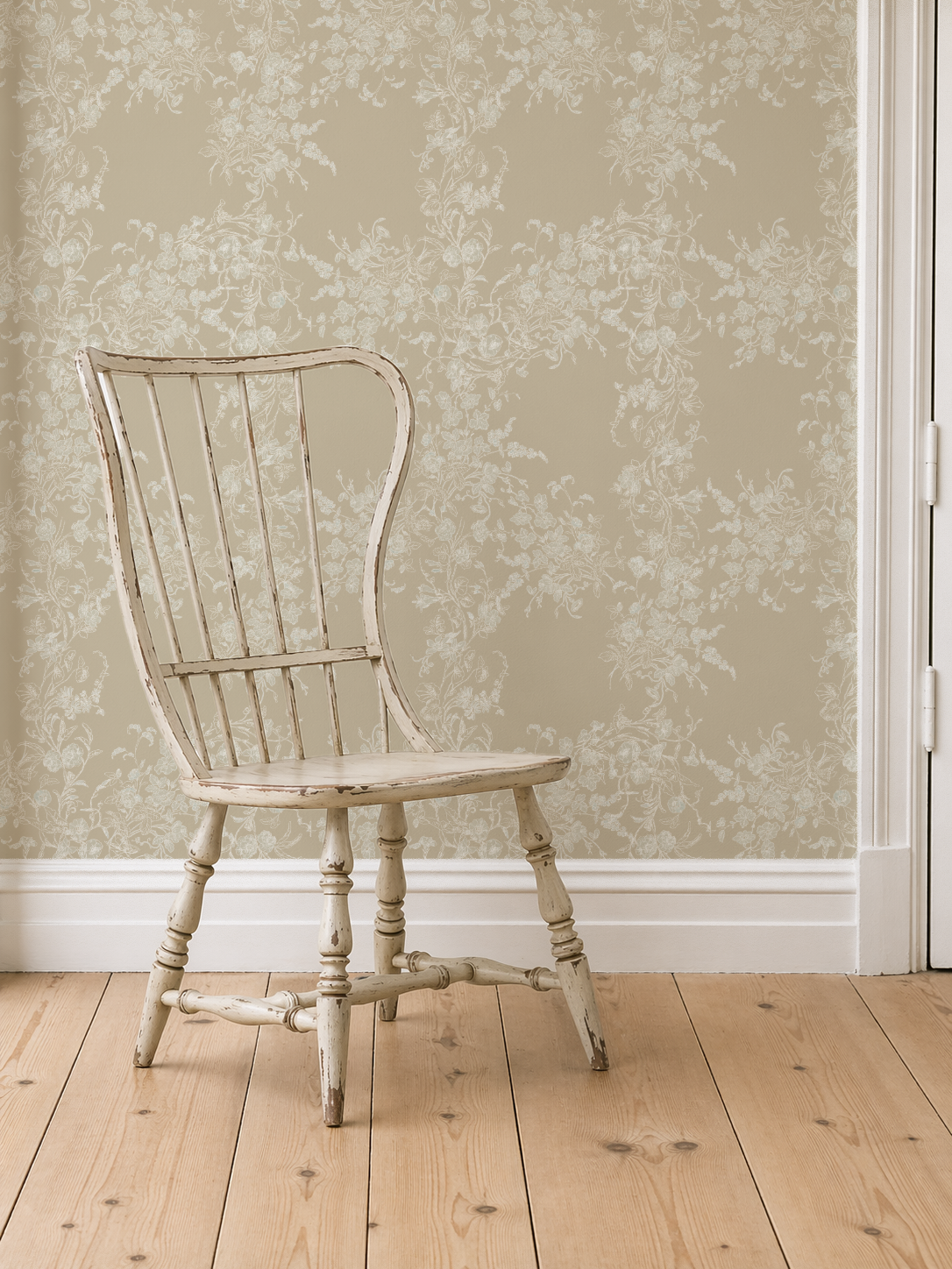 Sun Room Wallpaper | Climbing Floral Vine | Golden Hour Monochrome | Melissa Dayton Wallpaper