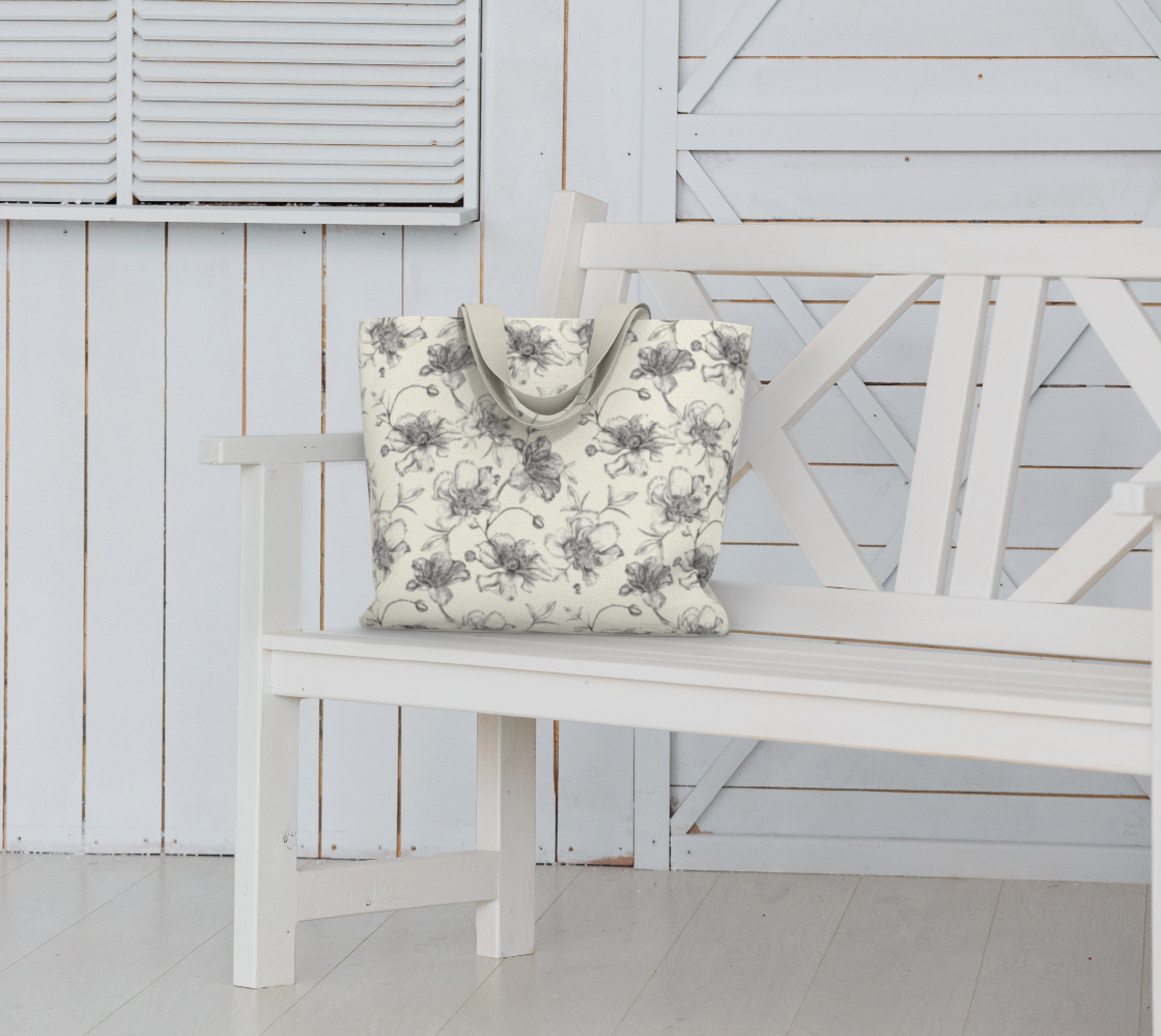 Wild Roses on cream LG tote