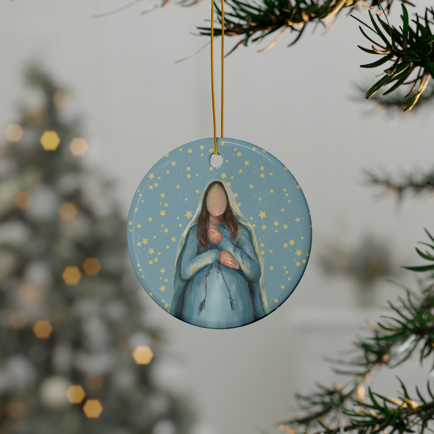 Threshold of Hope Mary Christmas Ceramic Ornaments (1pc, 3pcs, 5pcs, 10pcs)