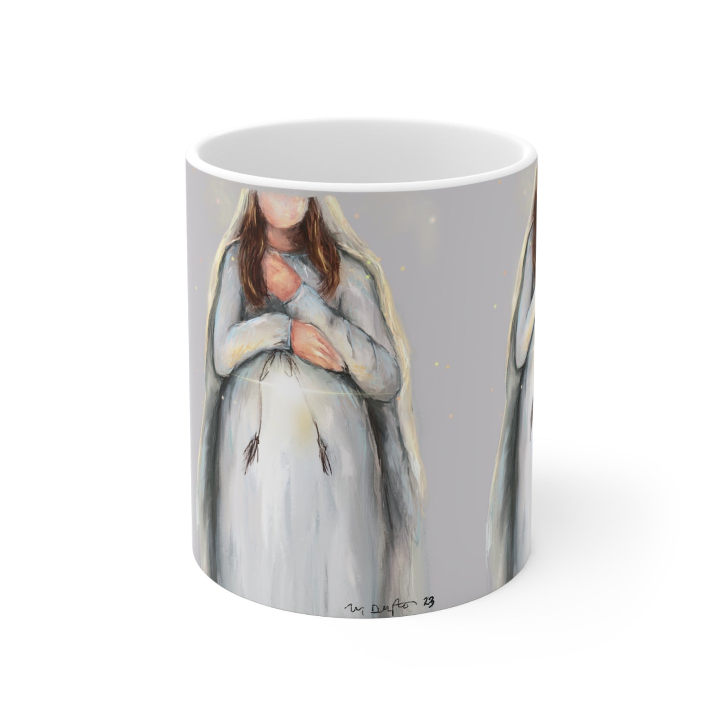 Threshold of Hop Mary Christmas Ceramic Mug 11oz- grey/white