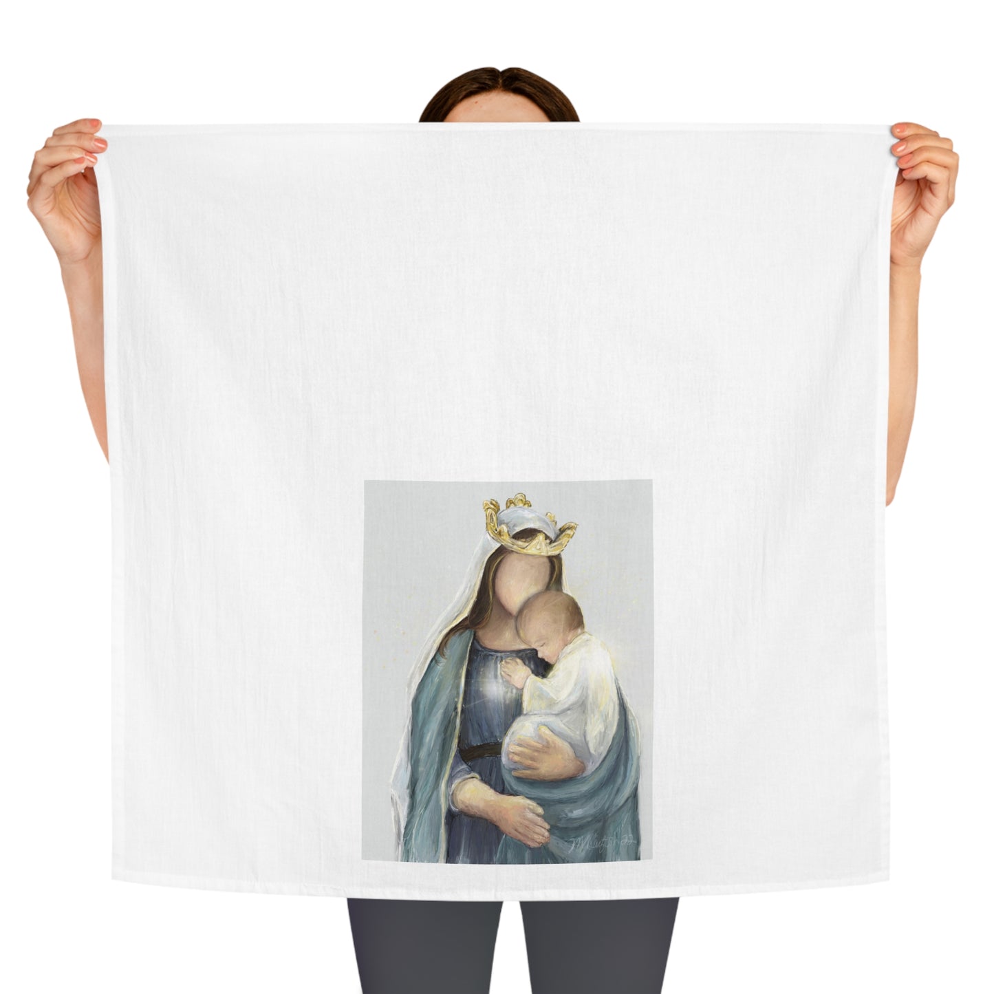 Copy of Threshold of Hope Pregnant Mary Tea Towel- cotton