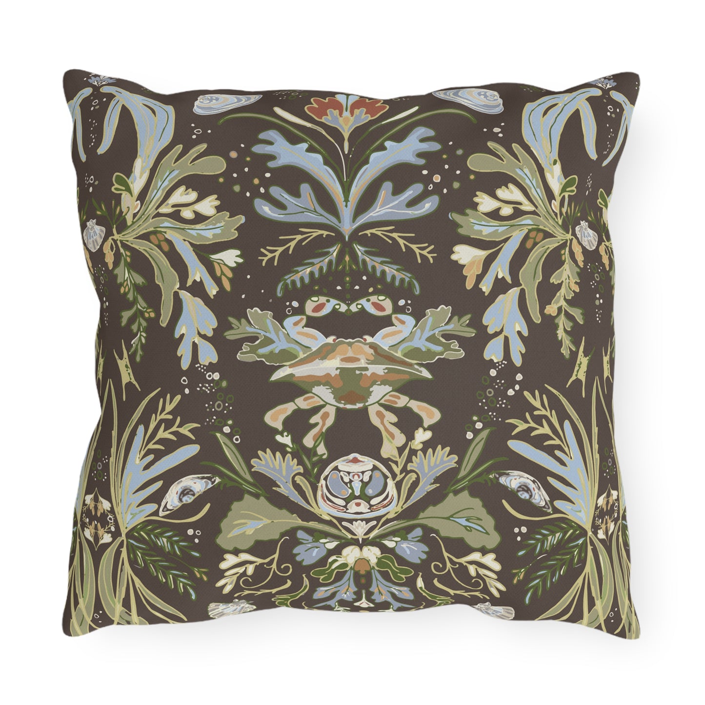 Crab Damask Outdoor Pillows