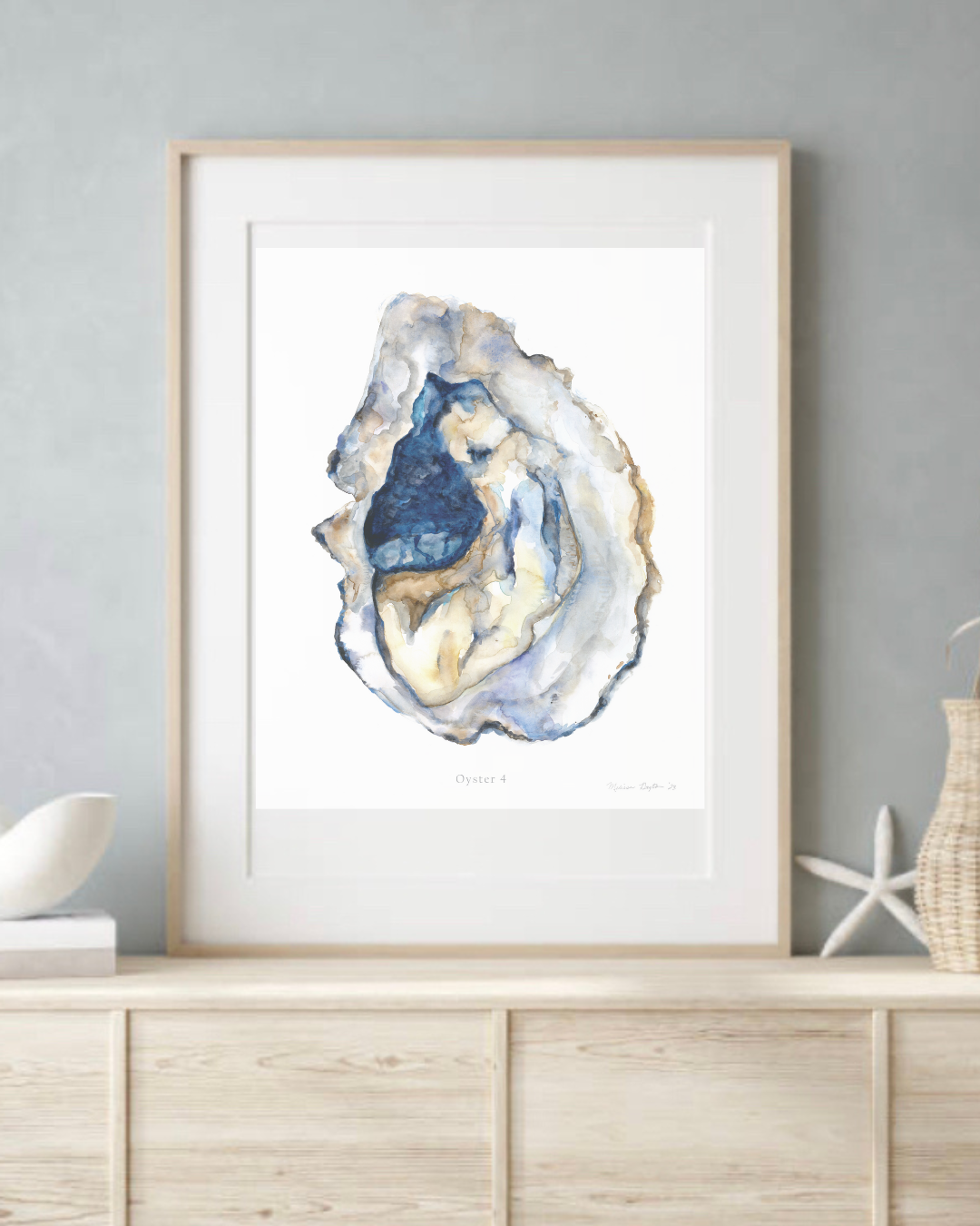 Oyster 4 – Blue Pearl Coastal Art Print (Unframed)