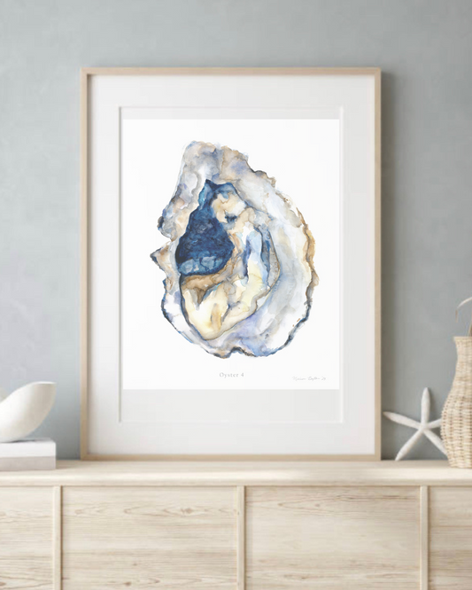 Oyster 4 – Blue Pearl Coastal Art Print (Unframed)