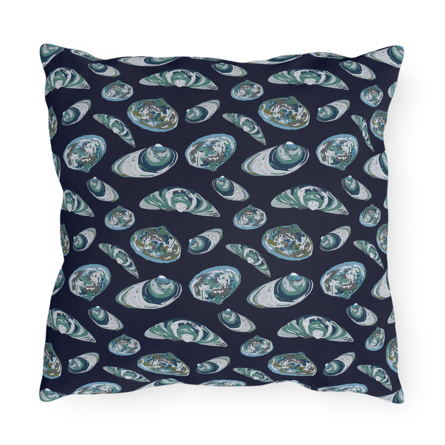 Navy Clams on a Half Shell Outdoor Pillows