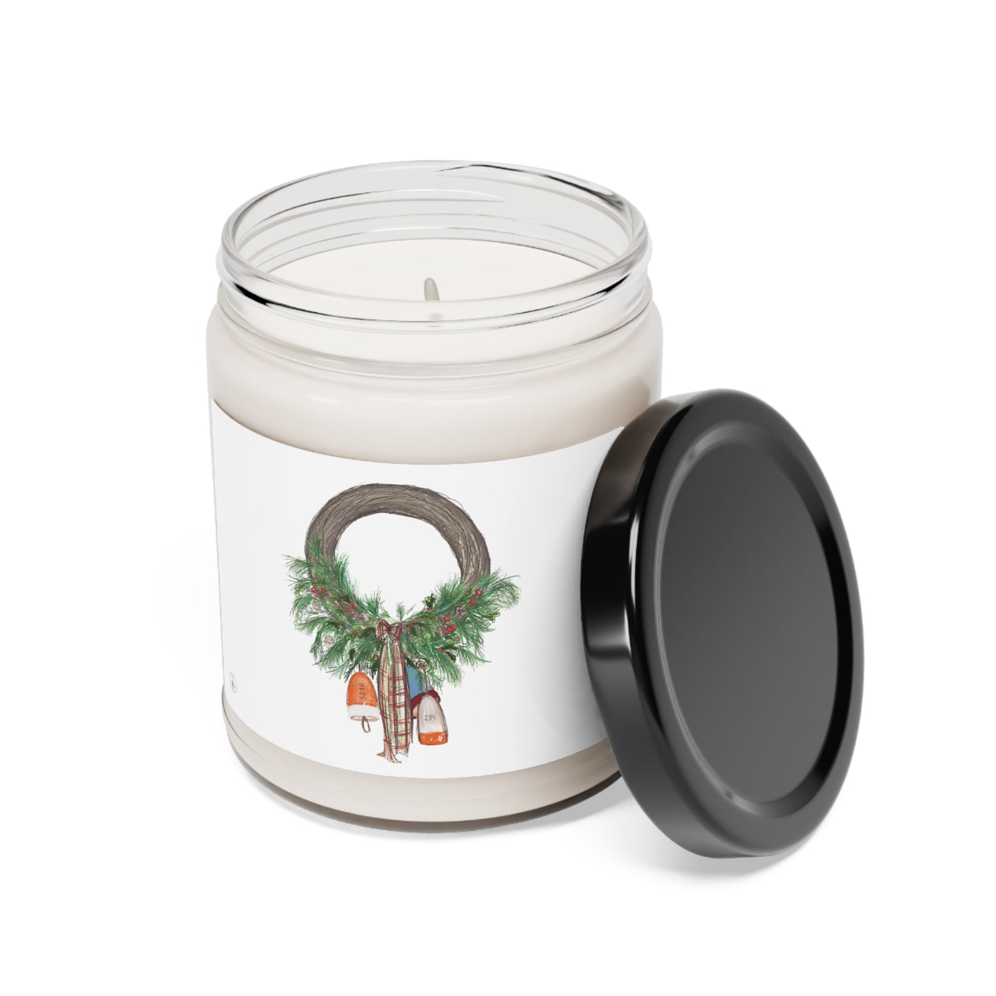 Christmas Coastal Buoy Wreath Scented Soy Candle, 9oz