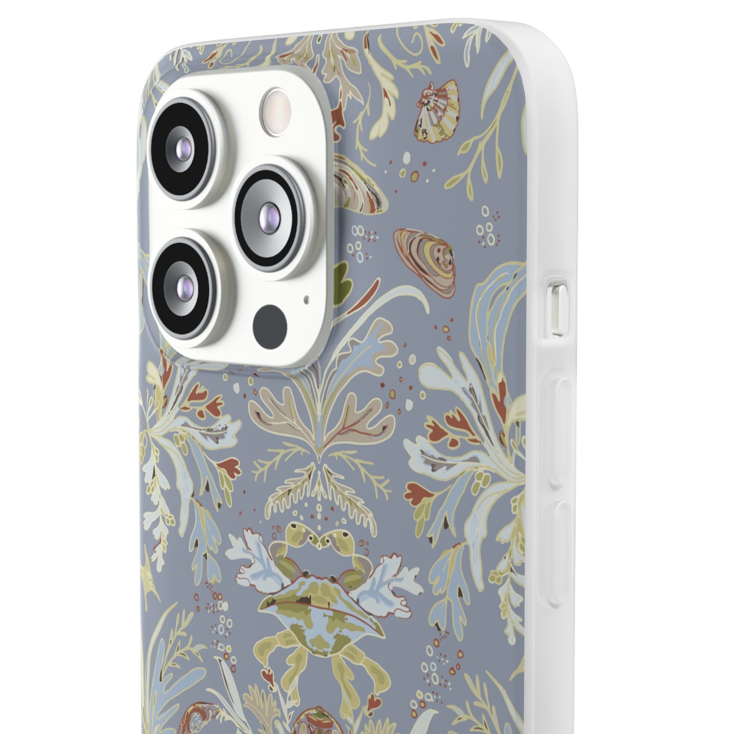 Crab Damask in Blue Flexi Cases