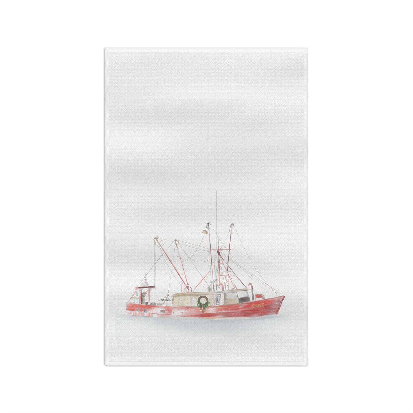 Fishing Boat Christmas Soft Tea Towel