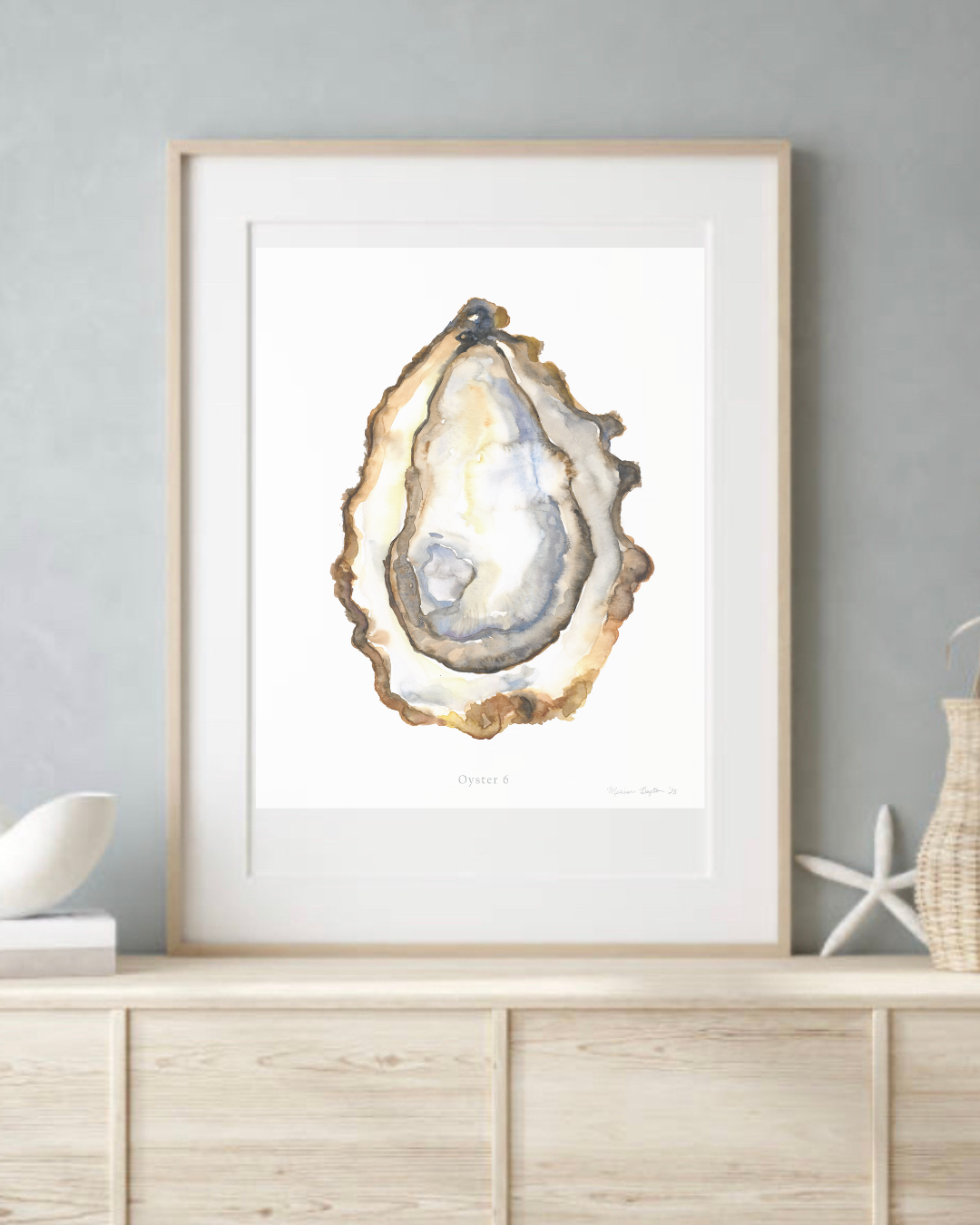 Oyster 6 – Gold & Lace Coastal Art Print (Unframed)