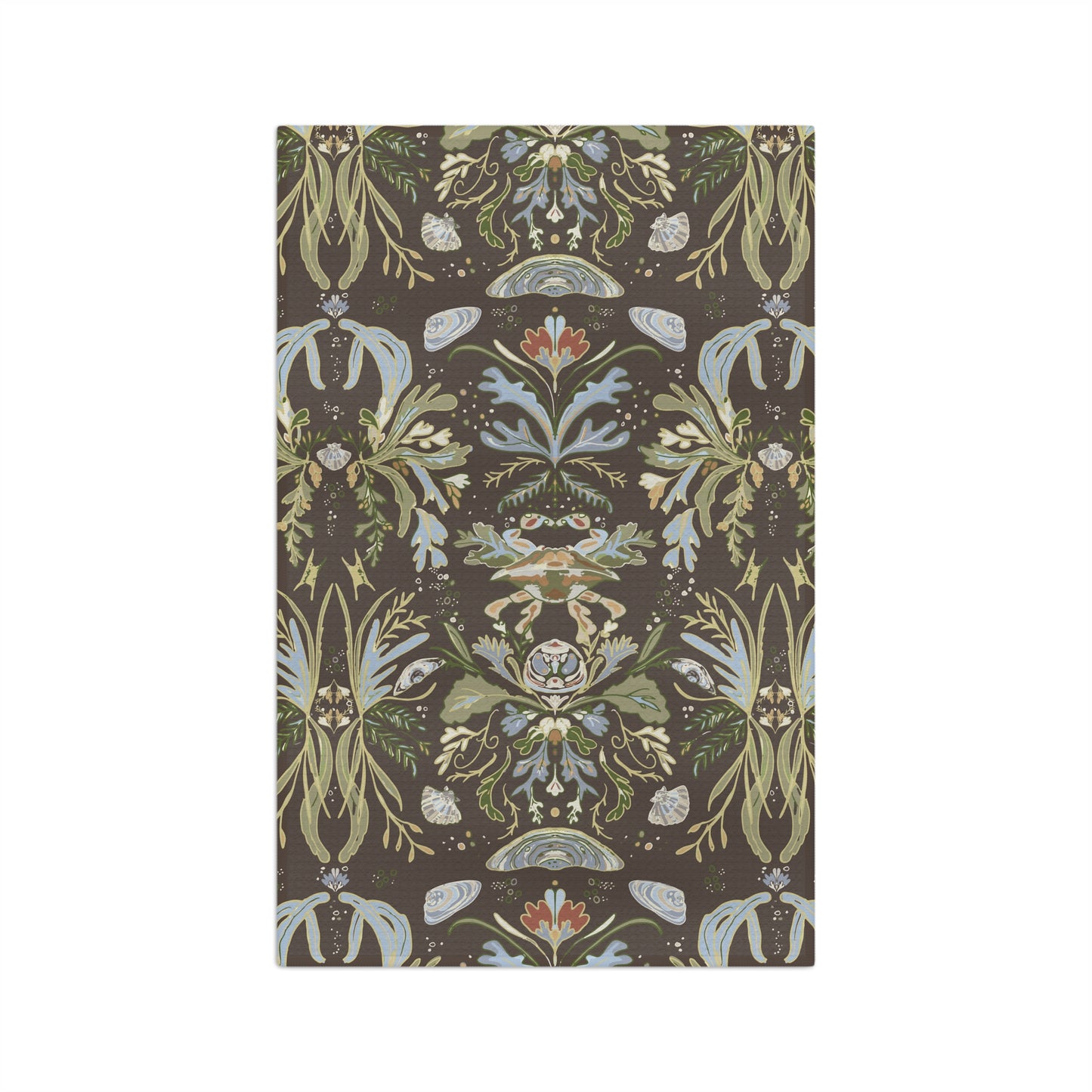 Crab Damask Chocolate Soft Tea Towel