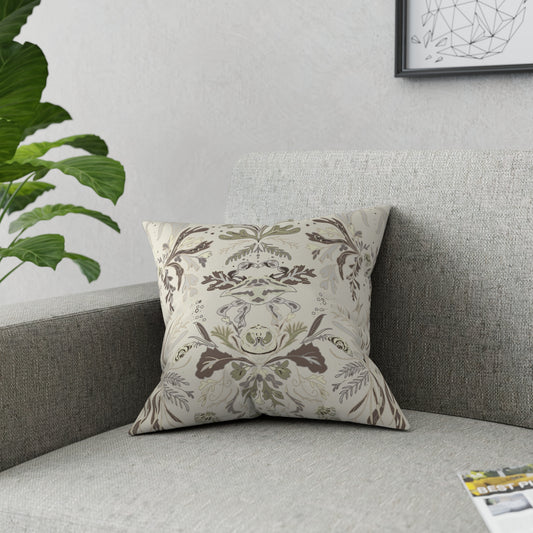 Neutral Crab Damask-Broadcloth Pillow