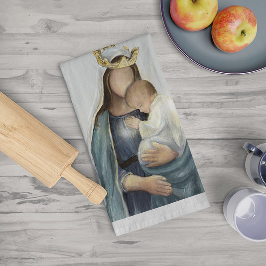 Copy of Threshold of Hope Pregnant Mary Tea Towel- cotton