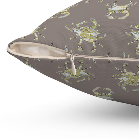 Crab Mocha Spun Polyester Square Pillow