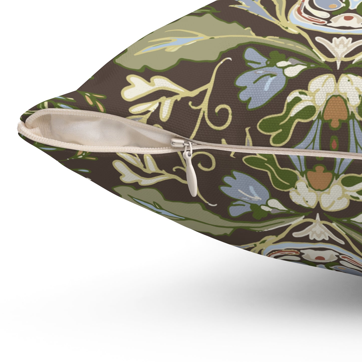 Chocolate Crab Damask Spun Polyester Square Pillow