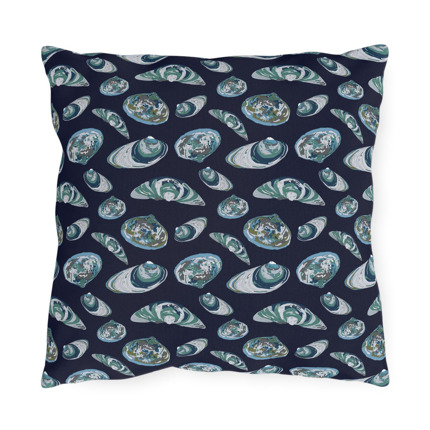 Navy Clams on a Half Shell Outdoor Pillows