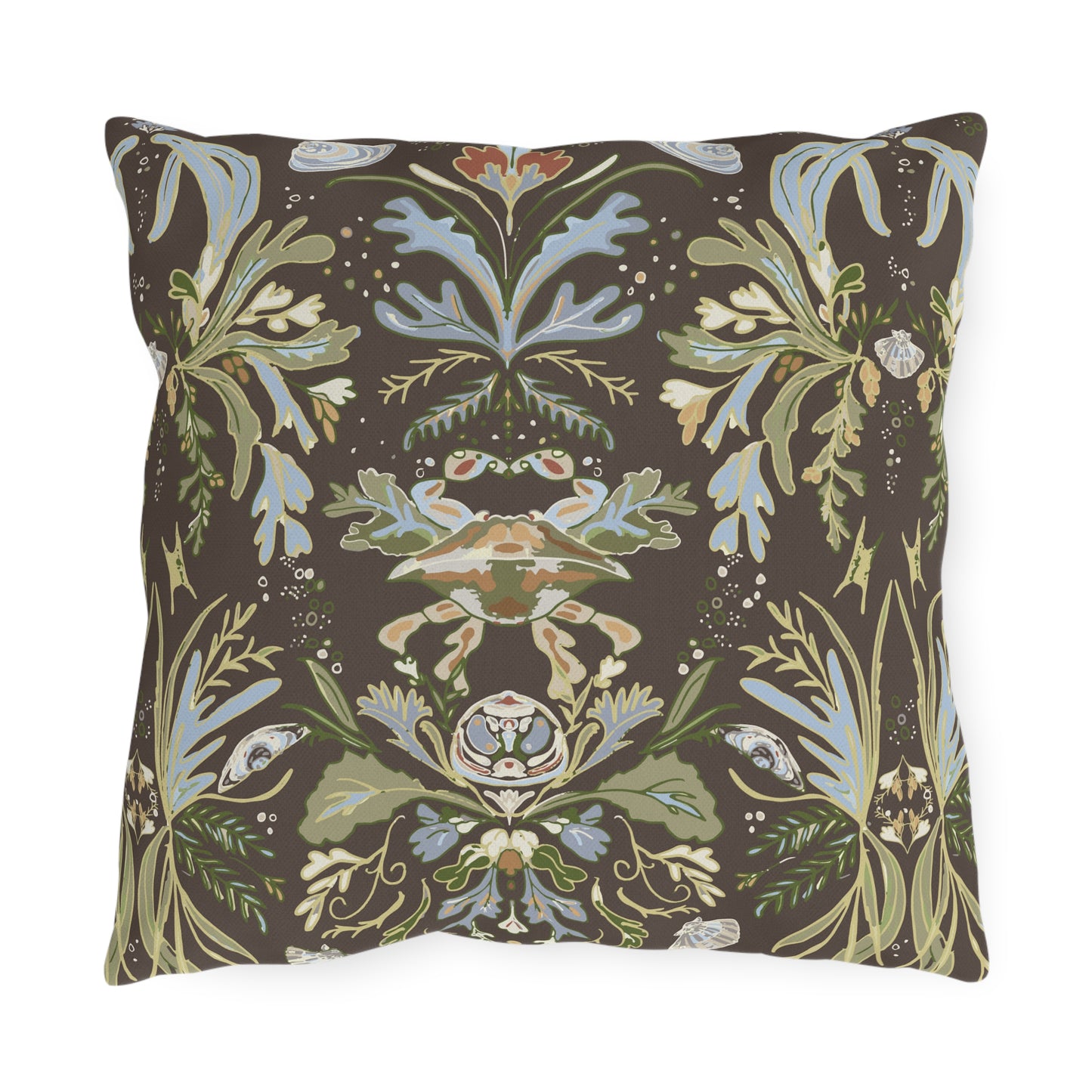 Crab Damask Outdoor Pillows