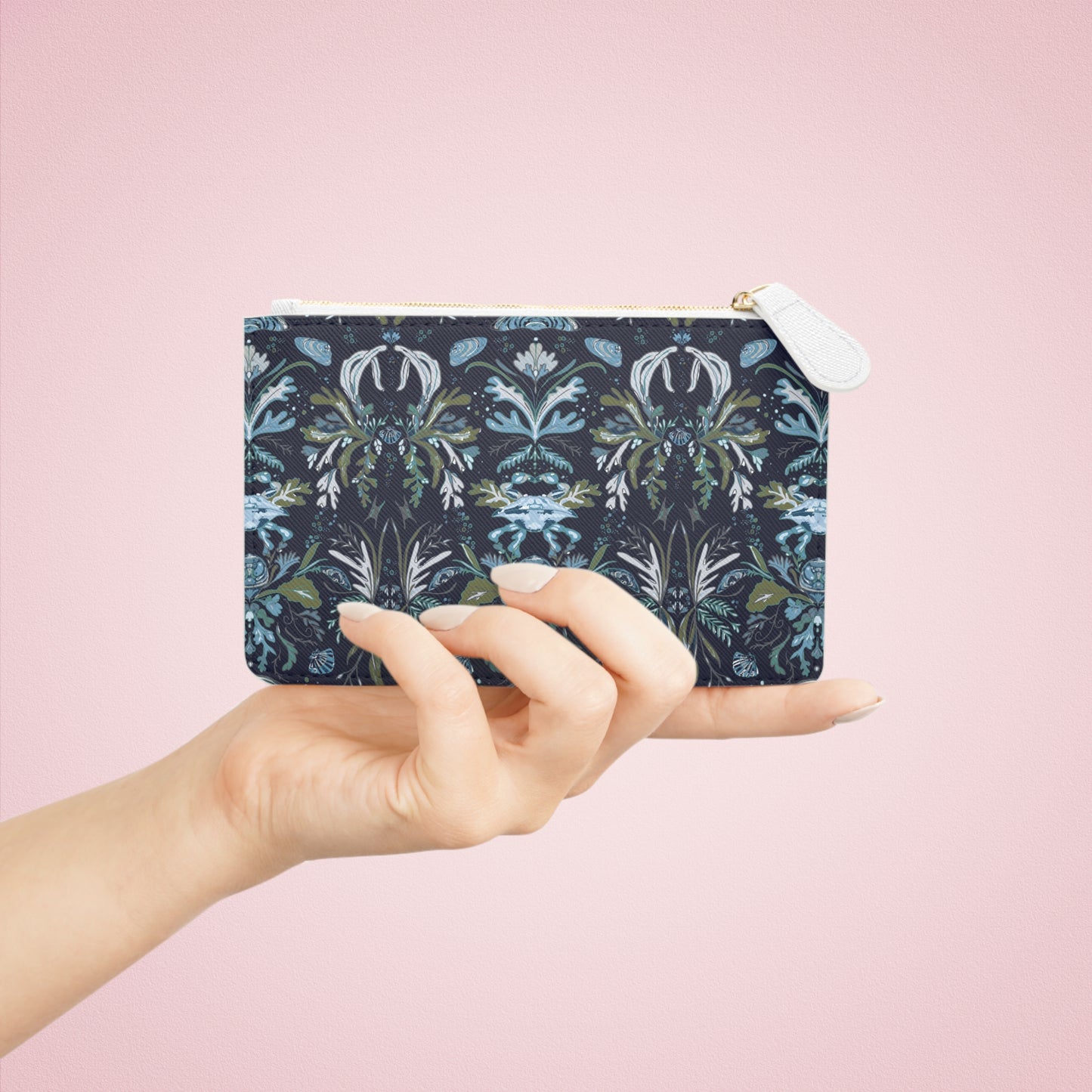Crab Damask Mini Clutch Bag