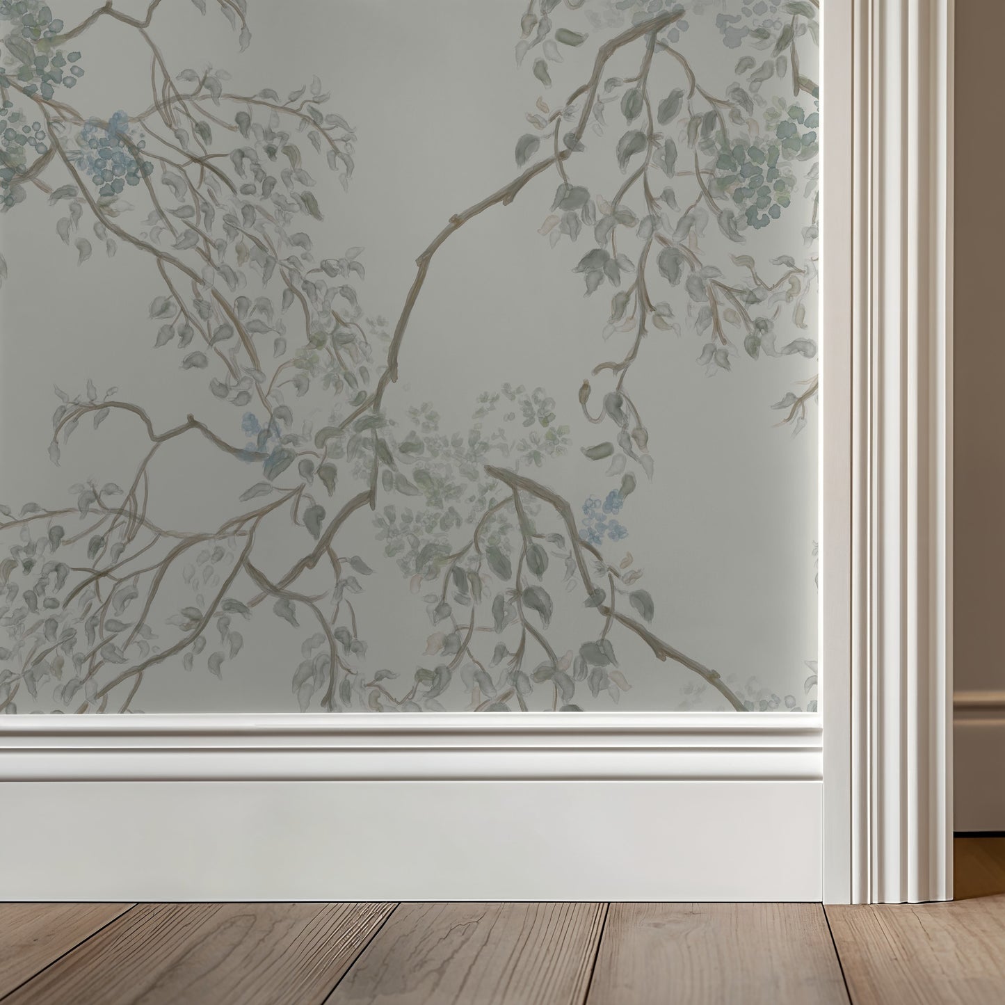 Original Weeping Branches Sea Foam — Cream Botanical Wallpaper | Heritage Hand-Painted Design (full scale)
