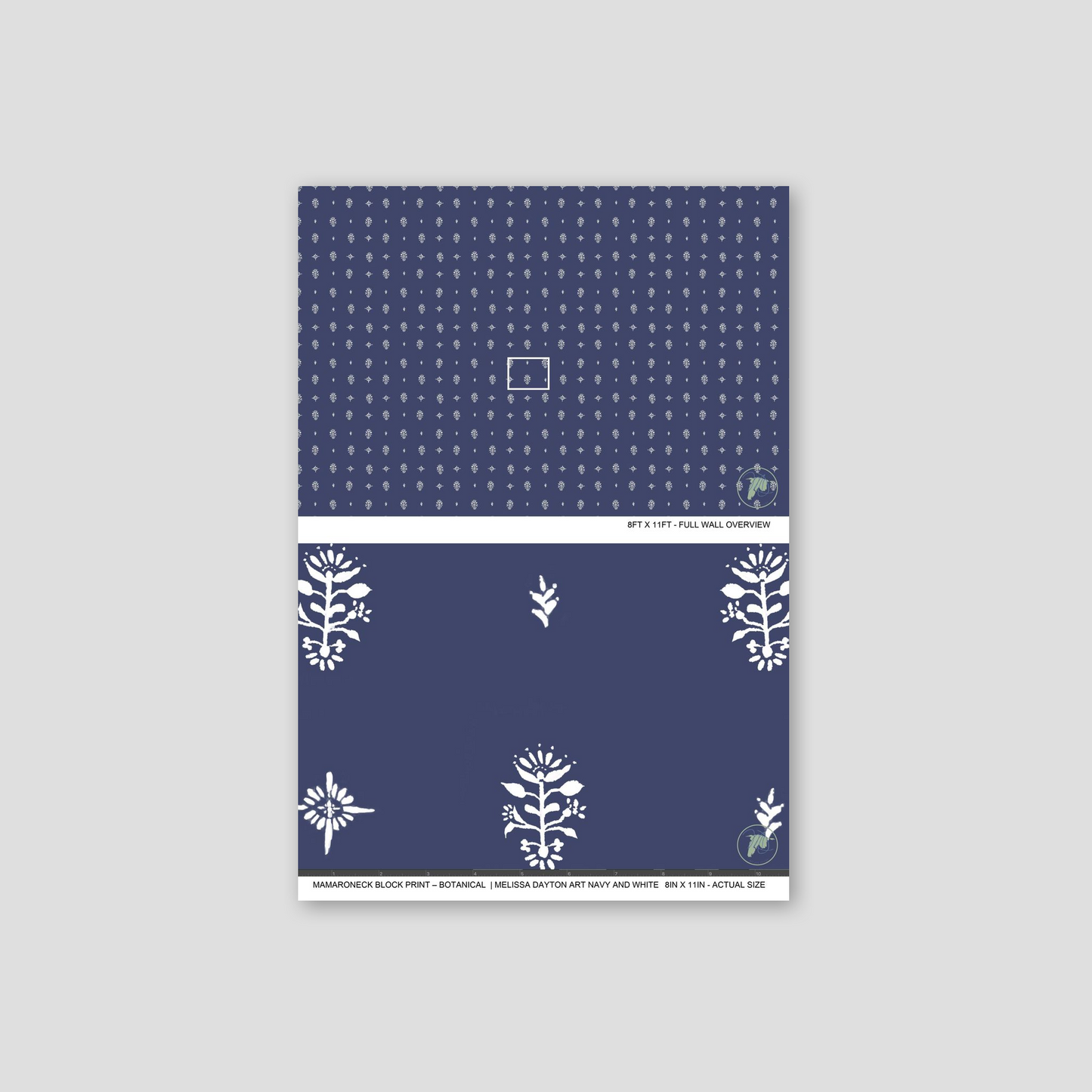 Mamaroneck Block Print – Botanical Wallpaper | Melissa Dayton Art Navy and White
