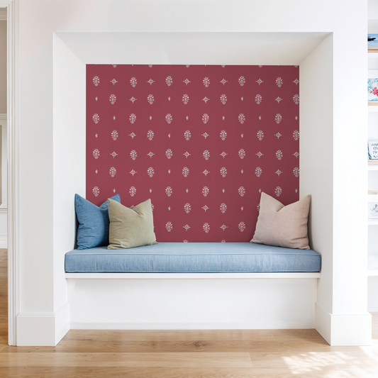 Mamaroneck Block Print – Botanical Wallpaper | Melissa Dayton Red and White