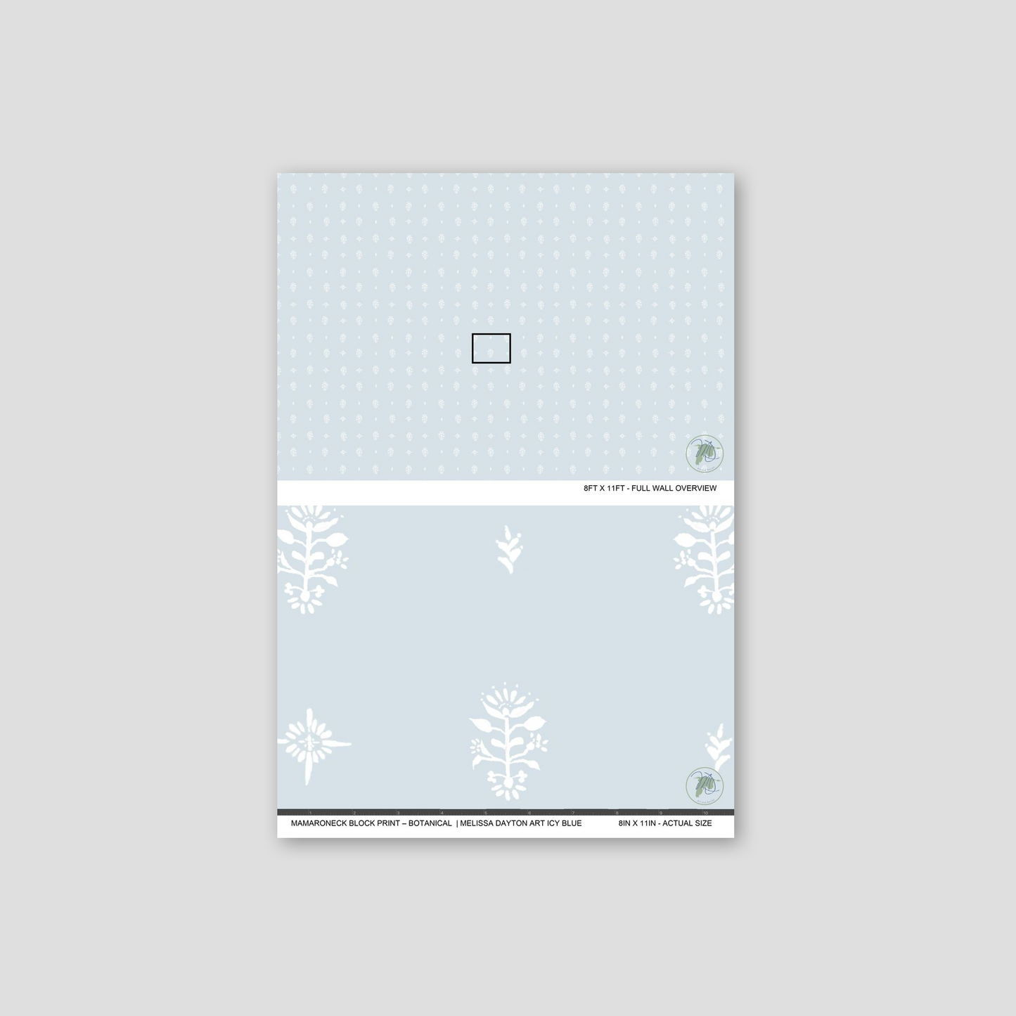 Mamaroneck Block Print – Botanical Wallpaper | Melissa Dayton Art Icy blue