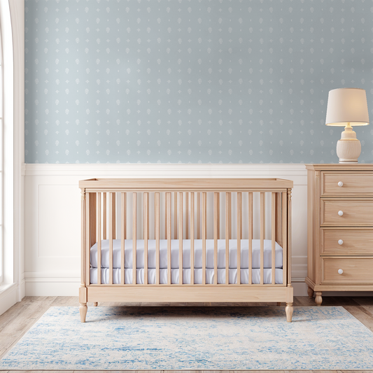 Mamaroneck Block Print – Botanical Wallpaper | Melissa Dayton Art Icy blue