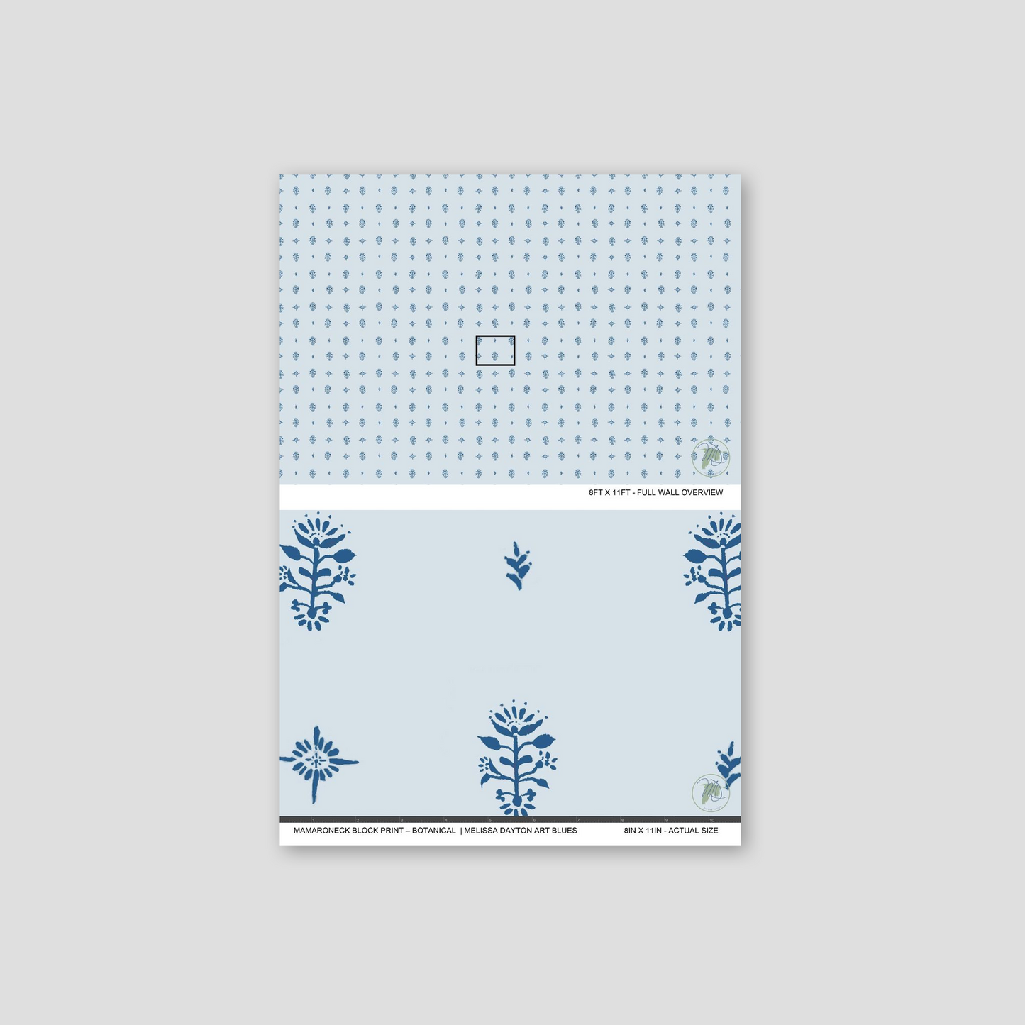 Mamaroneck Block Print – Botanical Wallpaper | Melissa Dayton Art Blues