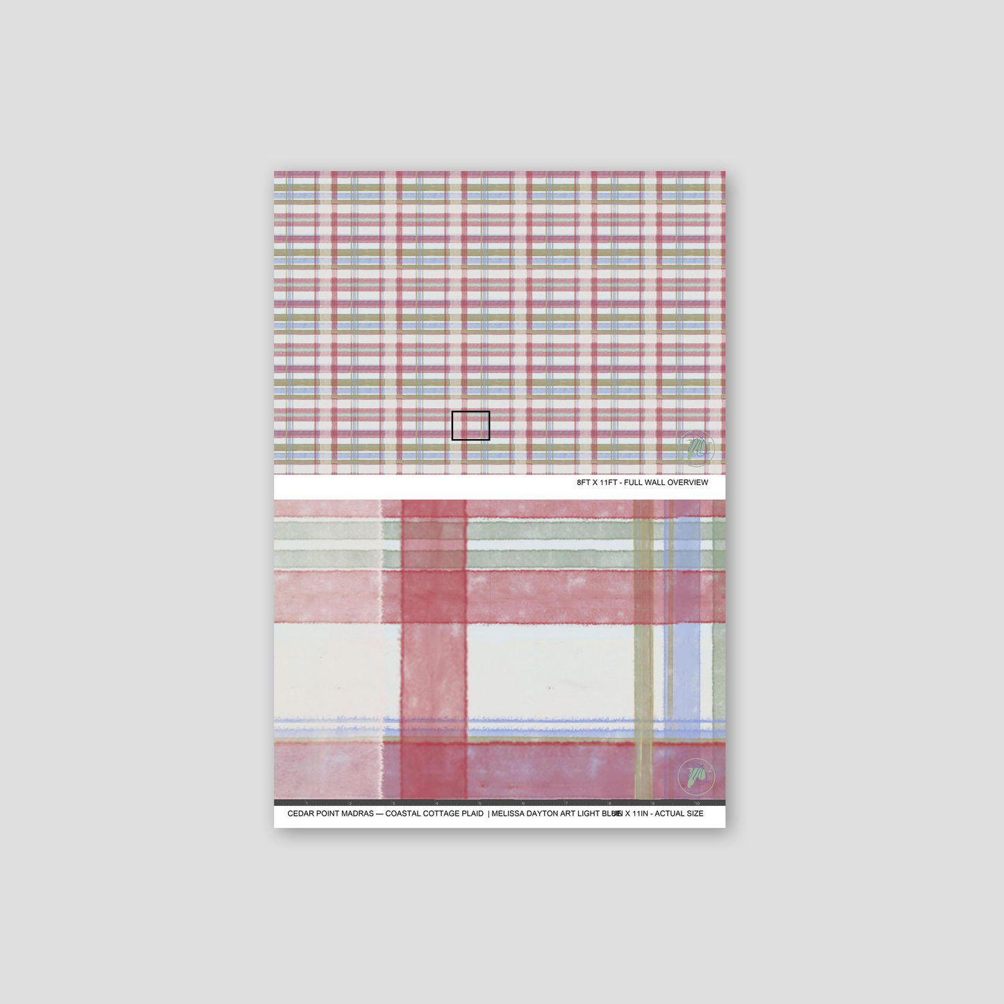 Cedar Point Madras — Coastal Cottage Plaid Wallpaper | Melissa Dayton Art Light Blue
