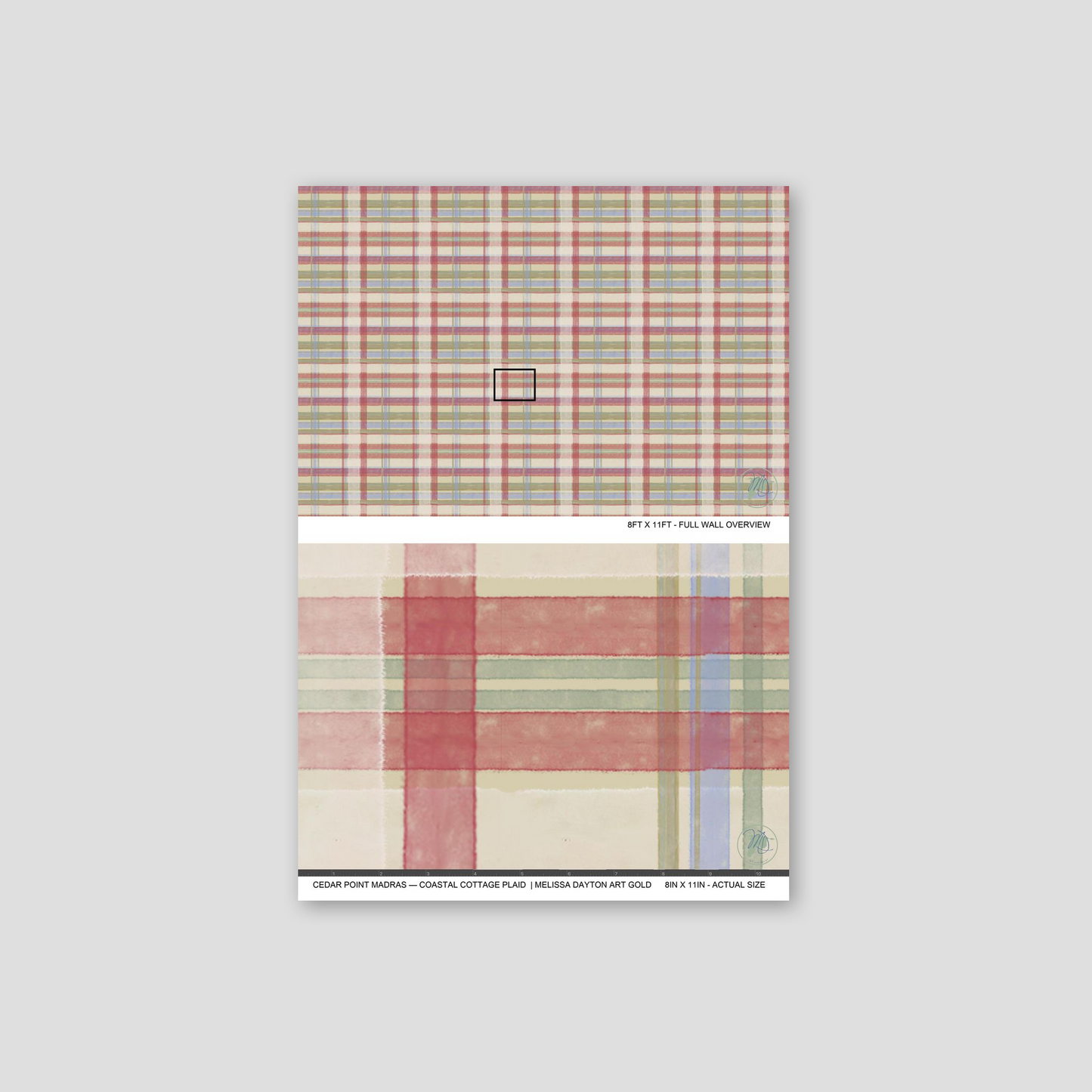 Cedar Point Madras — Coastal Cottage Plaid Wallpaper | Melissa Dayton Art Gold