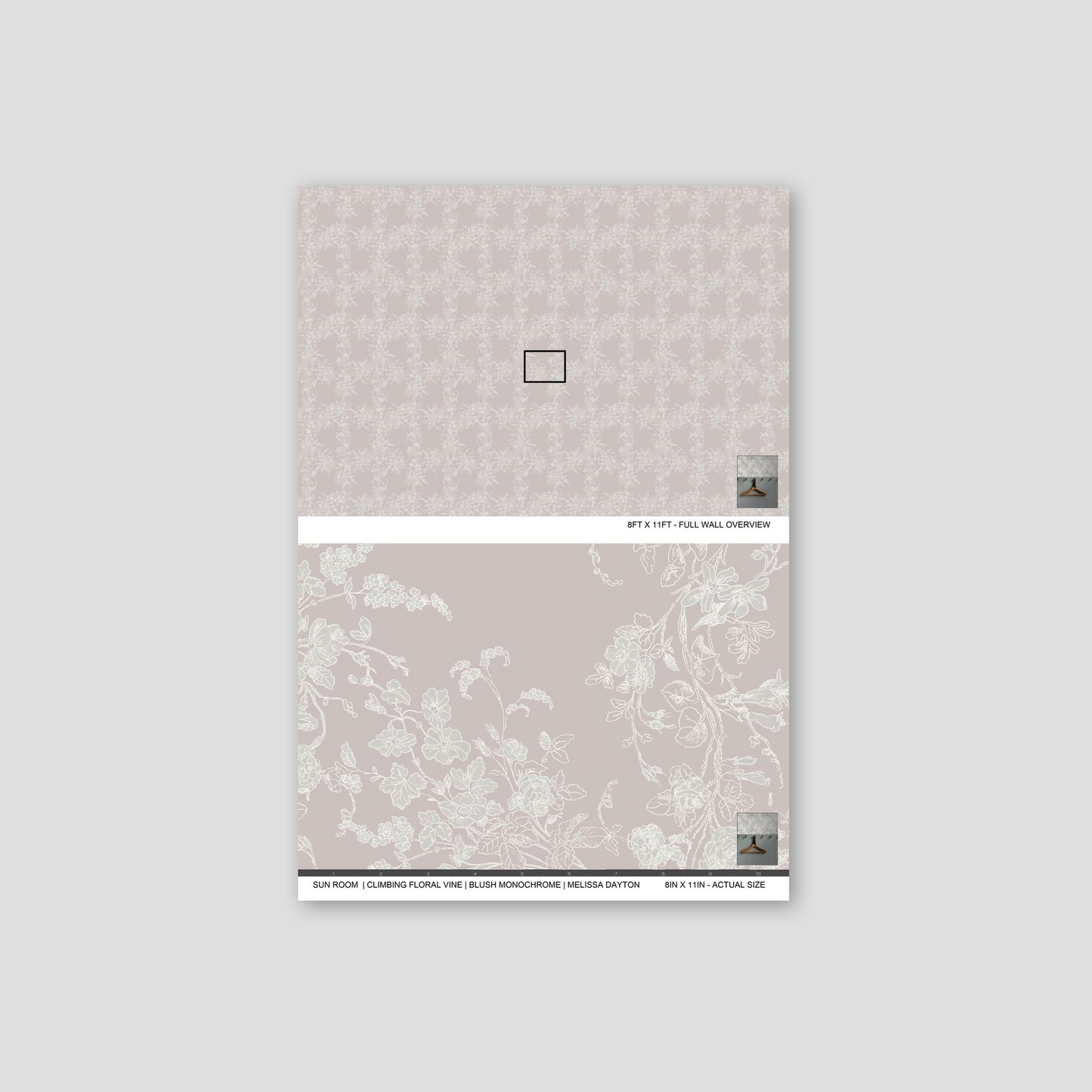 Sun Room Wallpaper | Climbing Floral Vine | Blush Monochrome | Melissa Dayton Wallpaper