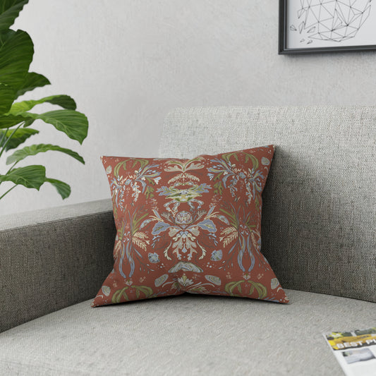 High Tide Red Crab Damask-Broadcloth Pillow