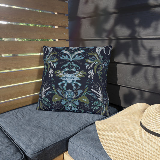 Navy Crab Damask -Outdoor Pillows