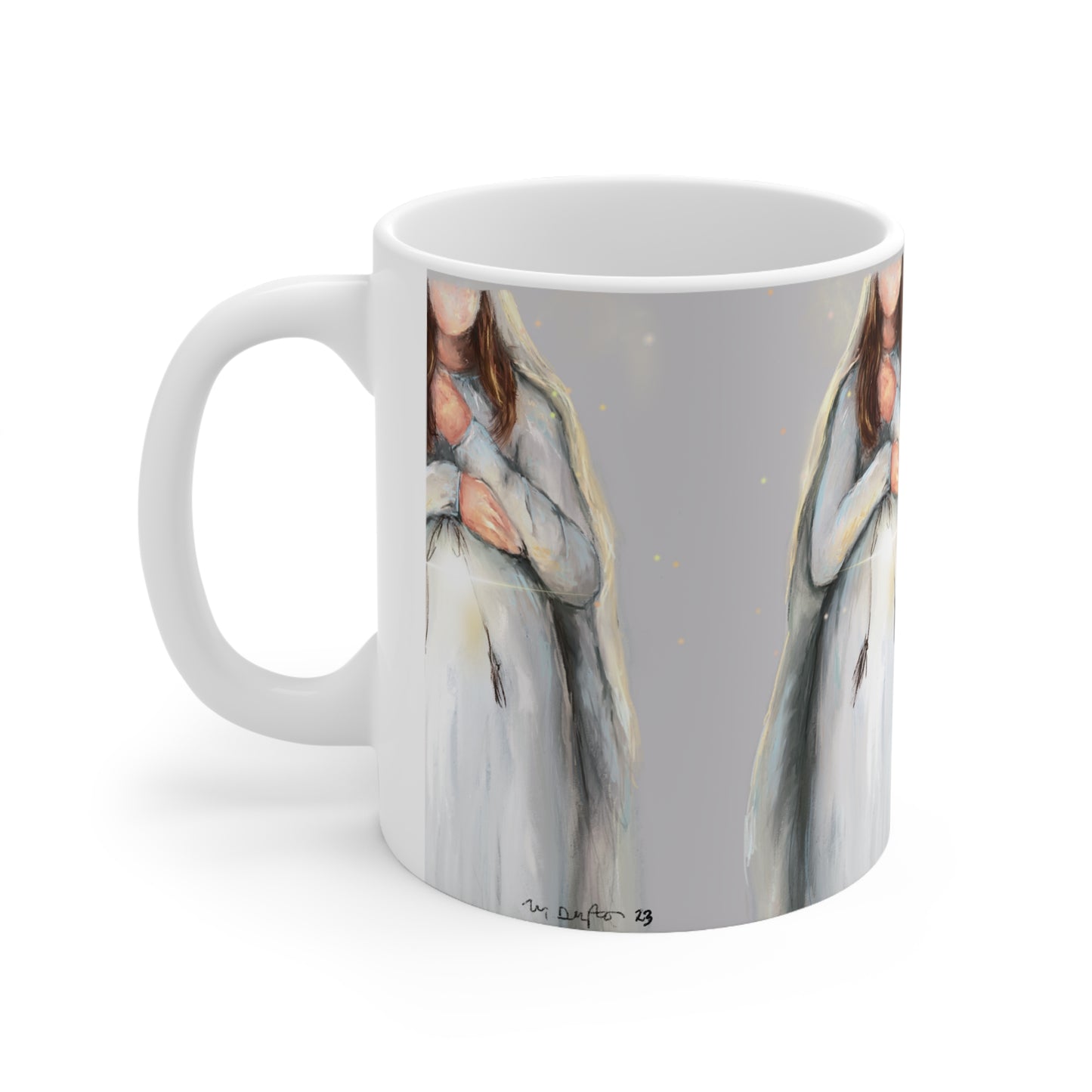 Threshold of Hop Mary Christmas Ceramic Mug 11oz- grey/white