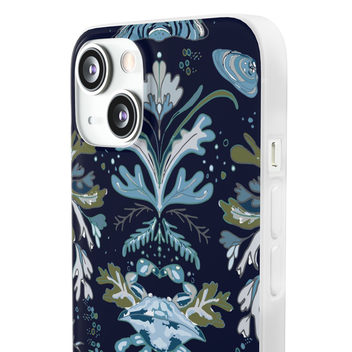 Crab Damask in Navy Blue Flexi Cases