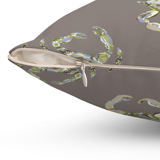 Crab Mocha Spun Polyester Square Pillow