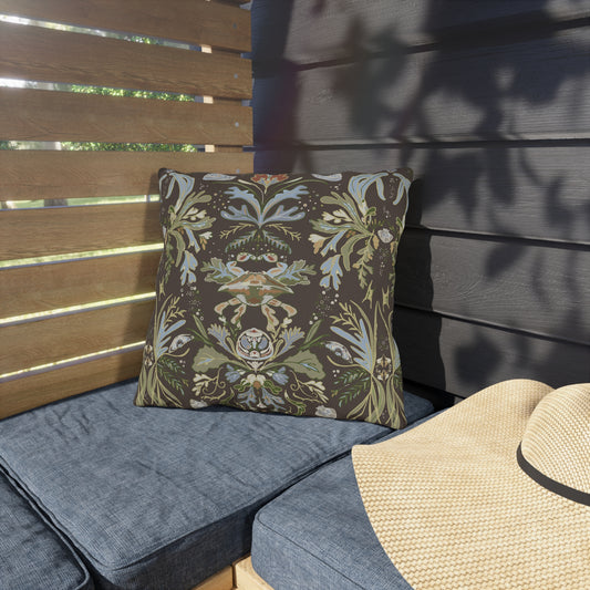Crab Damask Outdoor Pillows
