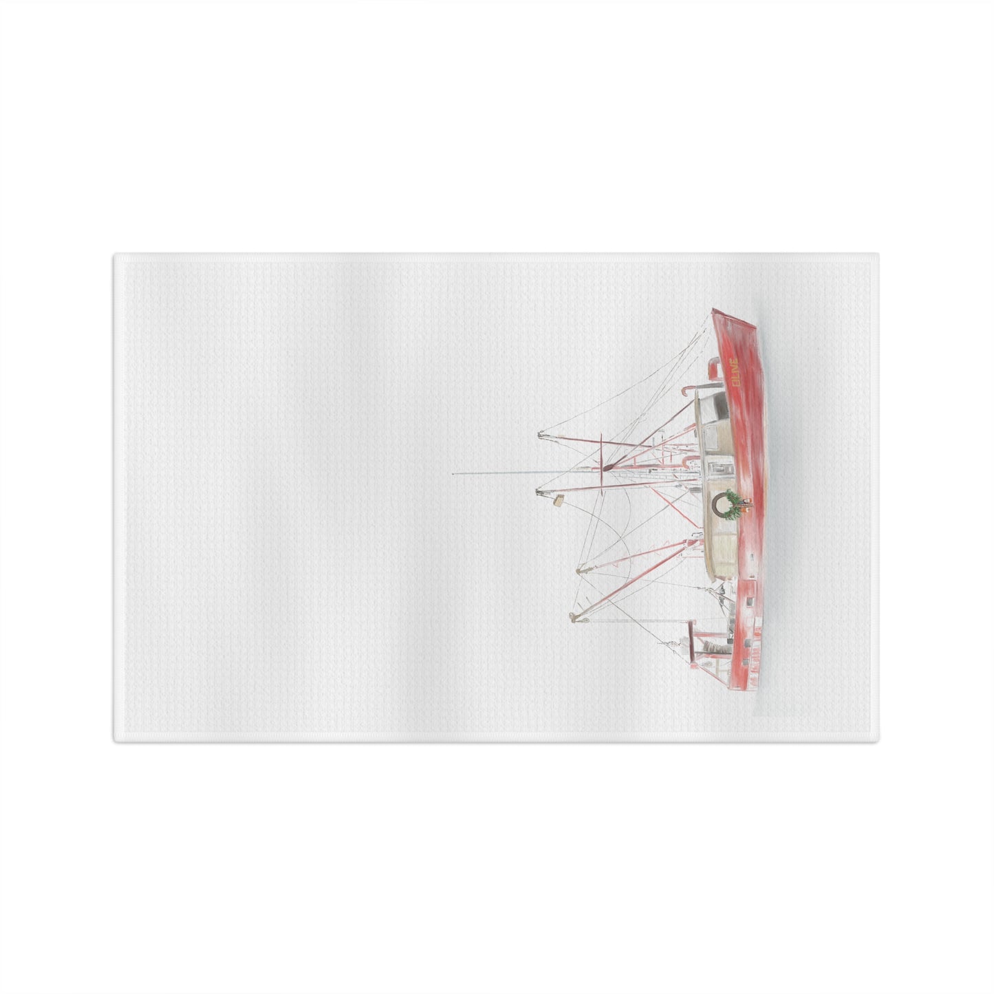 Fishing Boat Christmas Soft Tea Towel