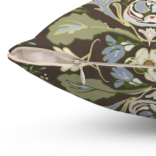 Chocolate Crab Damask Spun Polyester Square Pillow