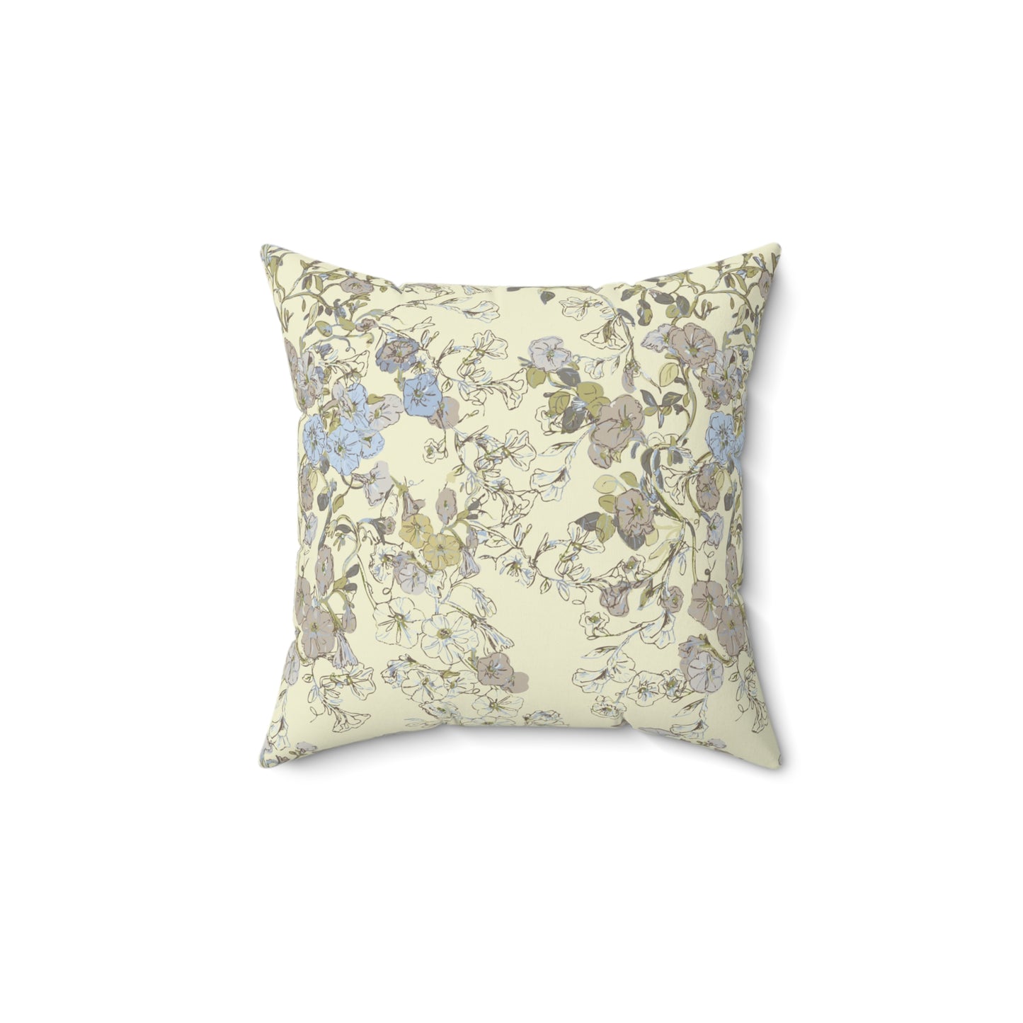 Hanging Baskets in Yellow Spun Polyester Square Pillow